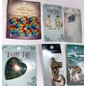 Lot of 6 Hildie & Jo Metal Gallery Charms Mermaid Sea Shells More!